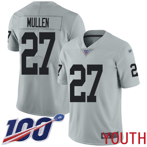 Oakland Raiders Limited Silver Youth Trayvon Mullen Jersey NFL Football 27 100th Season Inverted Jersey